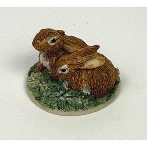 Peter Fagan Vintage Hand-Painted Ceramic Miniature Figurine 2 Brown Bunnies